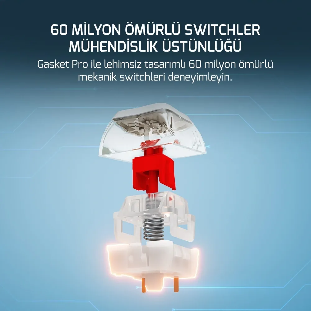 Klavye Gamepower Gasket Pro RGB Wireless Mekanik Red Switch thumbnail 2