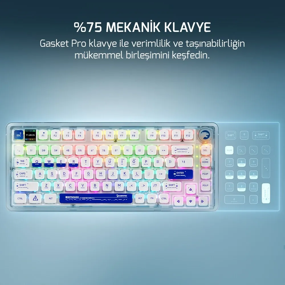 Klavye Gamepower Gasket Pro RGB Wireless Mekanik Red Switch thumbnail 5