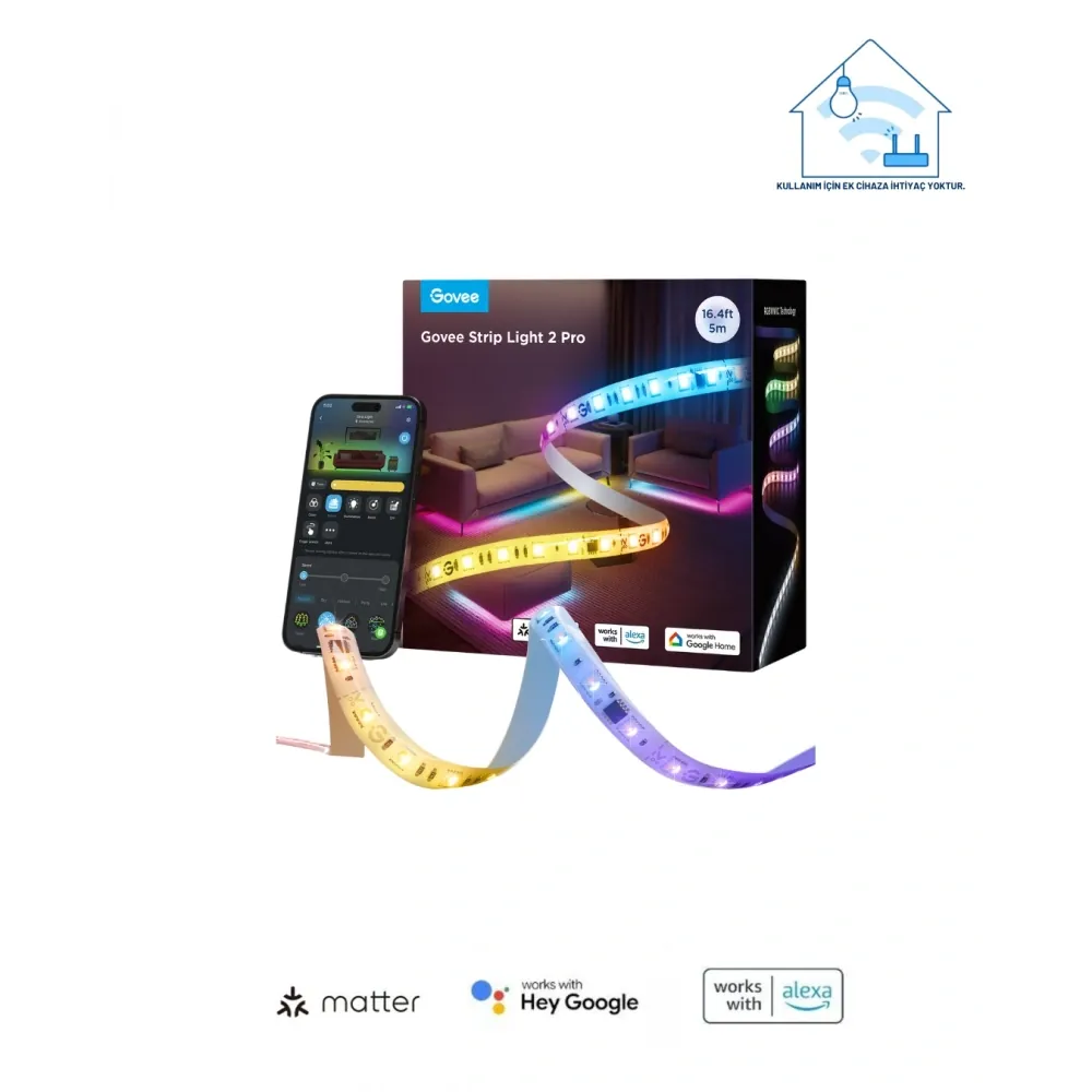 Govee RGBWWIC Matter Destekli Kesilebilir LED 2 Pro (5M) - H61F53D1 3