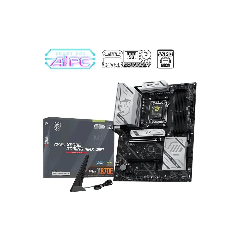 Anakart Msi X870E Gaming Max Wifi 7 Am5 Ddr5 8200(Oc)Mhz Atx 3