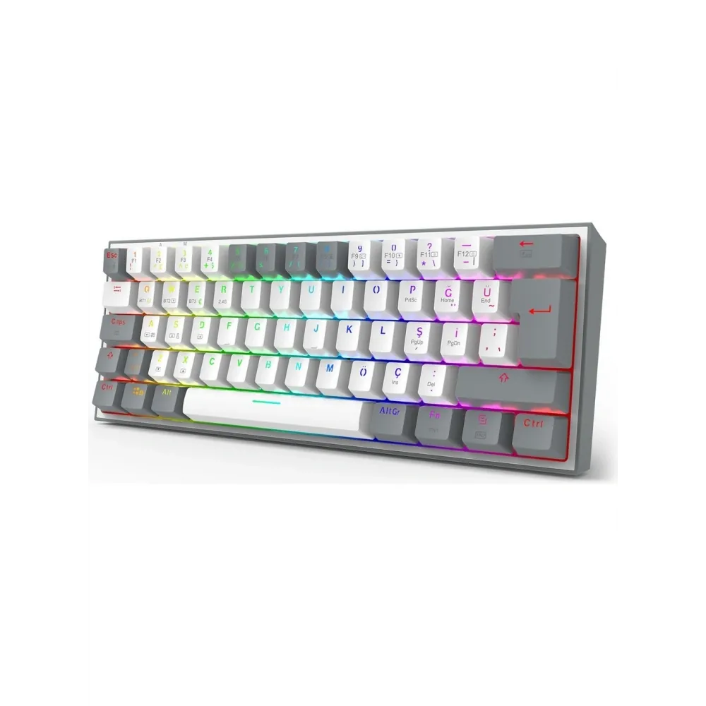 Redragon K616 Fizz Pro RGB Red Switch Kablosuz Beyaz / Gri Compact 2