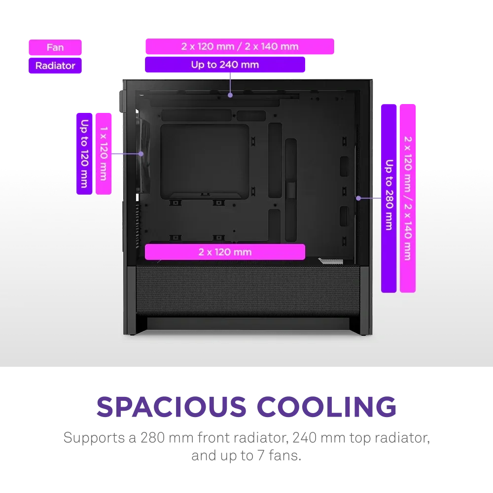 Nzxt H3 Flow CC-H31FB-01 mATX Siyah 4