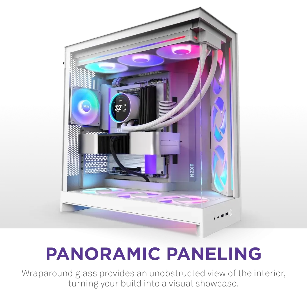 Nzxt H9 Flow RGB+ Large Dual-Chamber Mid-Tower ATX Airflow Beyaz 4