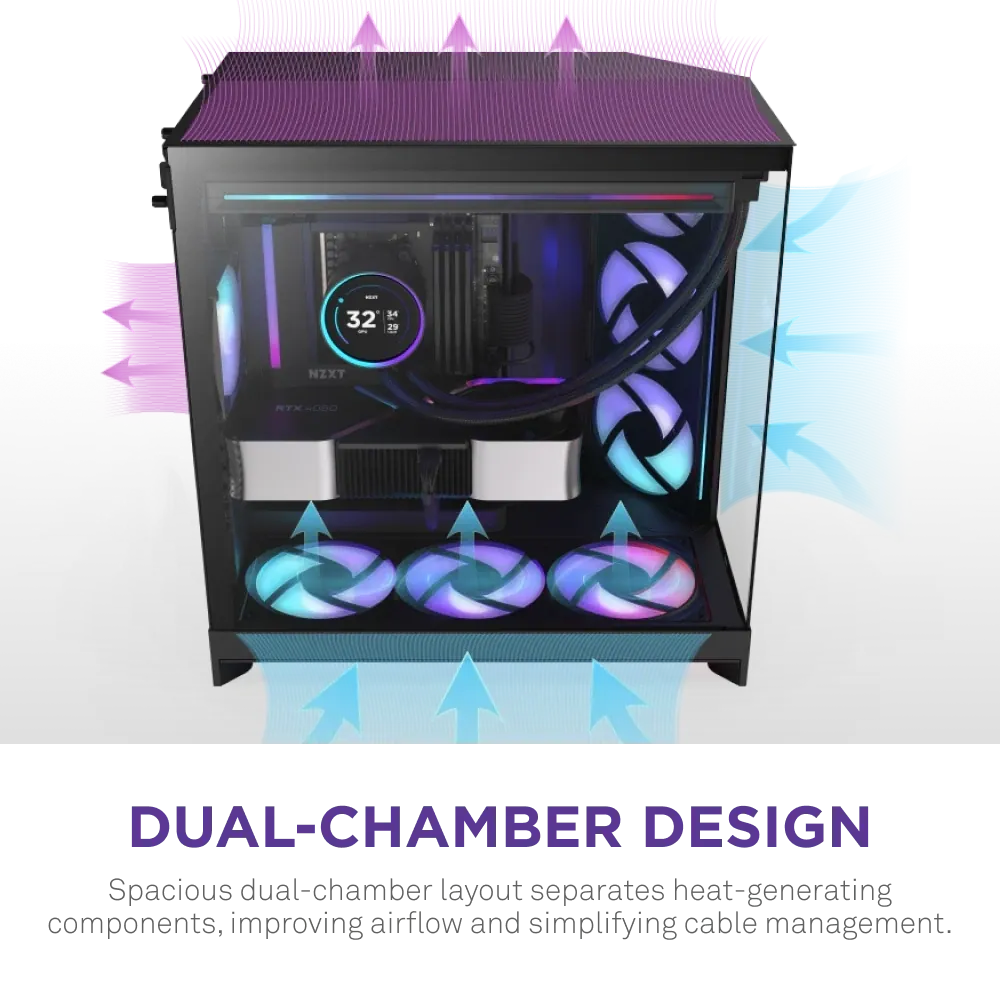 Nzxt H9 Flow RGB CM-H92FB-R1 Siyah ATX Mid Tower 4