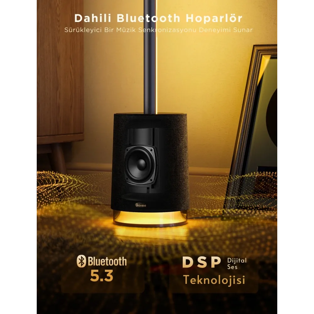 Govee Lyra Dahili BT Hoparlörlü Köşe Lambası PRO-Siyah-H6079312 4