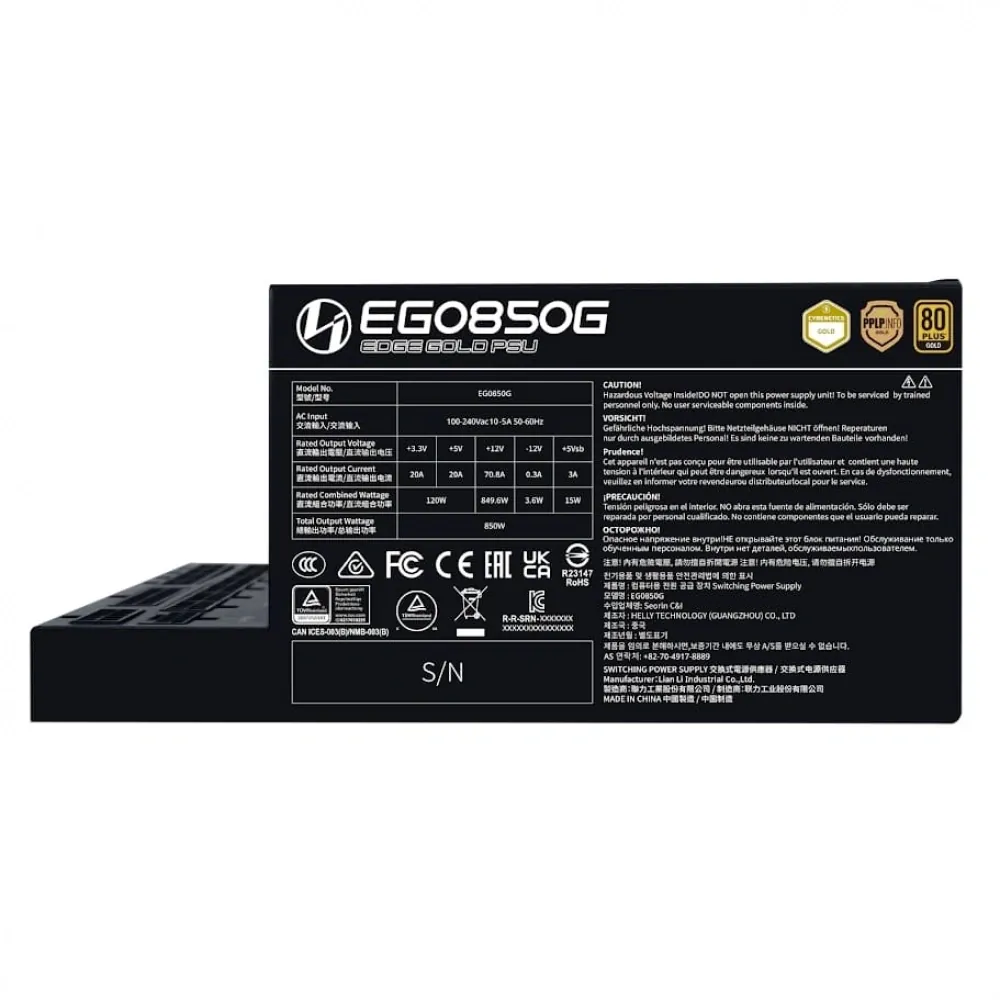 Power Supply Lian Li Edge.1200 Siyah 1200W 80+ Gold G9P.EG1200G.BH00