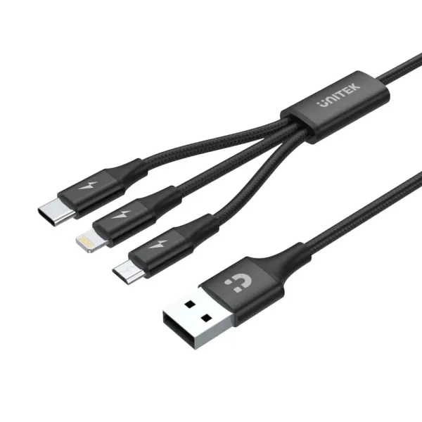 Unitek USB-A to 3in1 Hızlı Şarj Destekli 2.4A 1.2Mt Çoklu Şarj(C14049B