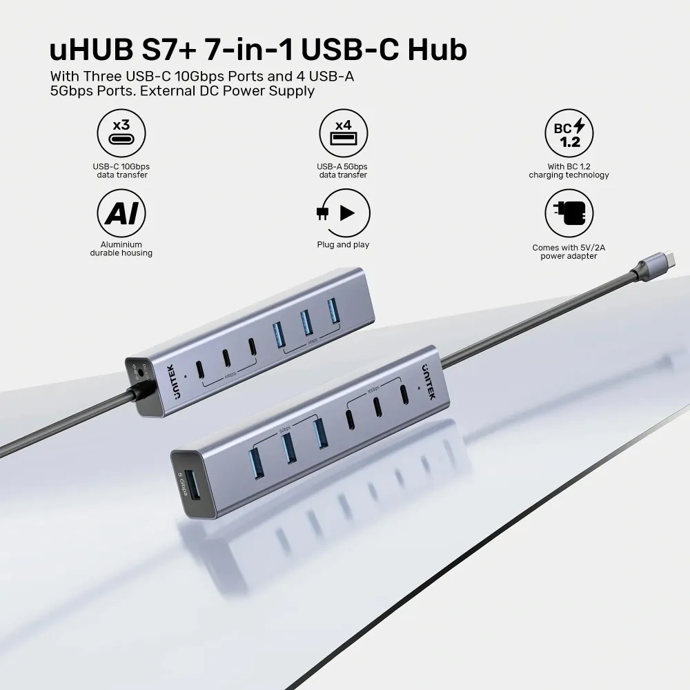 Unitek uHUB S7+ 7si 1 arada USB-C Hub (H1335AGY01-EU) 3