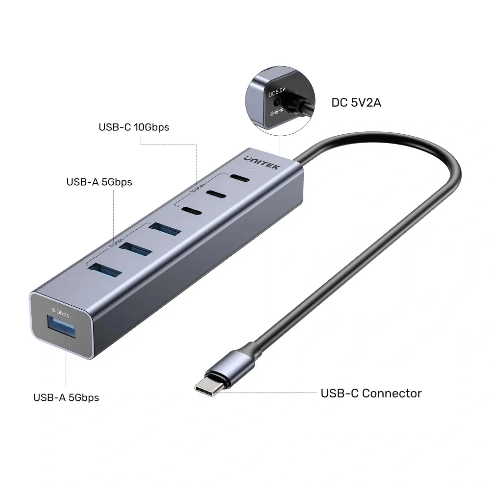 Unitek uHUB S7+ 7si 1 arada USB-C Hub (H1335AGY01-EU) 4