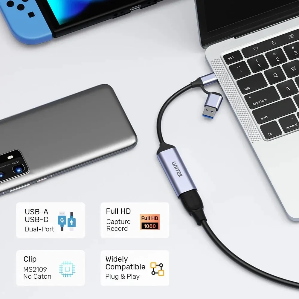 Unitek 4K Video Capture Kart HDMI To USB-C/A (V1167A) 4