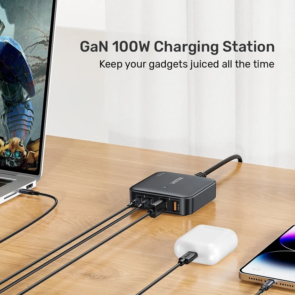 Unitek 100W Masaüstü Gan Şarj İstasyonu Siyah (P1229ABK) 4