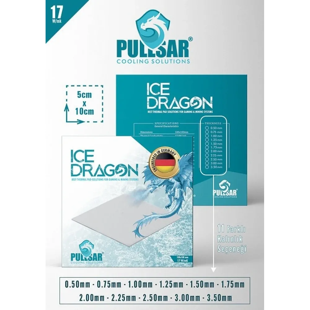 AKSESUAR ICE DRAGON THERMAL PAD 17W/MK 2.5MM KALINLIK 50X100MM
