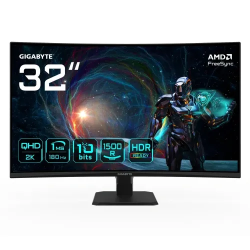 Gigabyte GS32QCA 31.5 180Hz 1ms Hdmi DisplayPort Curved 2K Gaming