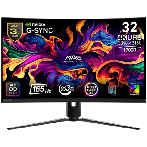 Msi 31.5 Mag 321Cup Curved 1700R Qd-Oled 0.03Ms 165Hz Uhd