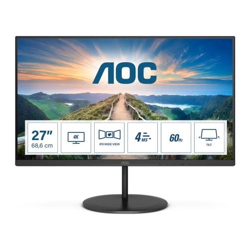 Aoc 27 U27V4Ea Ips 4K Mm Monitör 4Ms Dp, Hdmı, 60Hz, Hoparlör