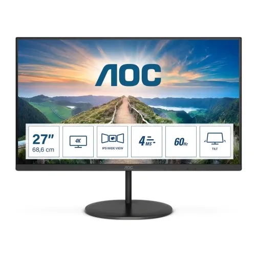 Aoc 27 U27V4Ea Ips 4K Mm Monitör 4Ms Dp, Hdmı, 60Hz, Hoparlör