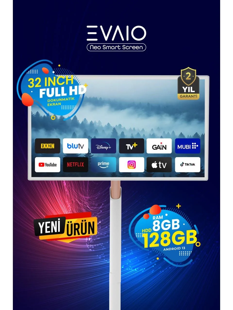 EVAİO NEO HD-320A 32 İNCH ANDROİD TAŞINABİLİR MOBİL EKRAN FULL HD 3