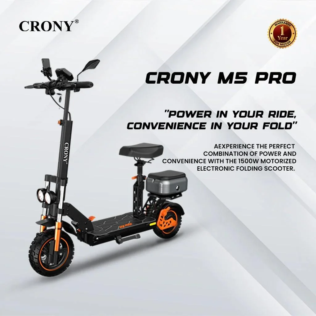 CRONY M5 Pro 1500W Yüksek Hızlı Elektrikli Scooter – Bluetooth Hoparlörlü, Mobil Uygulama Bağlantılı, IPX4 Suya Dayanıklı, 120 kg Taşıma Kapasiteli (Yetişkin & Çocuk) 3