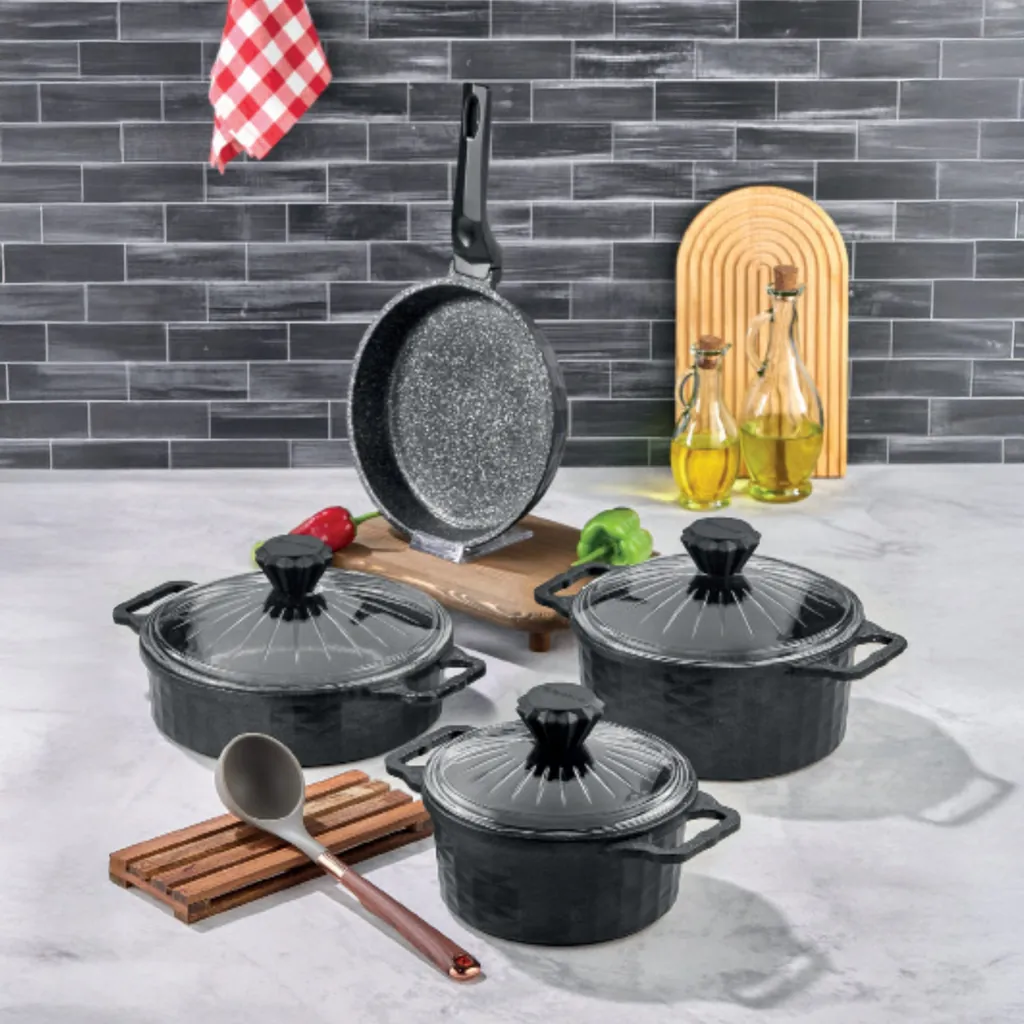 POLOCHEF CRYSTAL GRANİT DÖKÜM TENCERE SETİ 7 PARÇA CTS-107 2