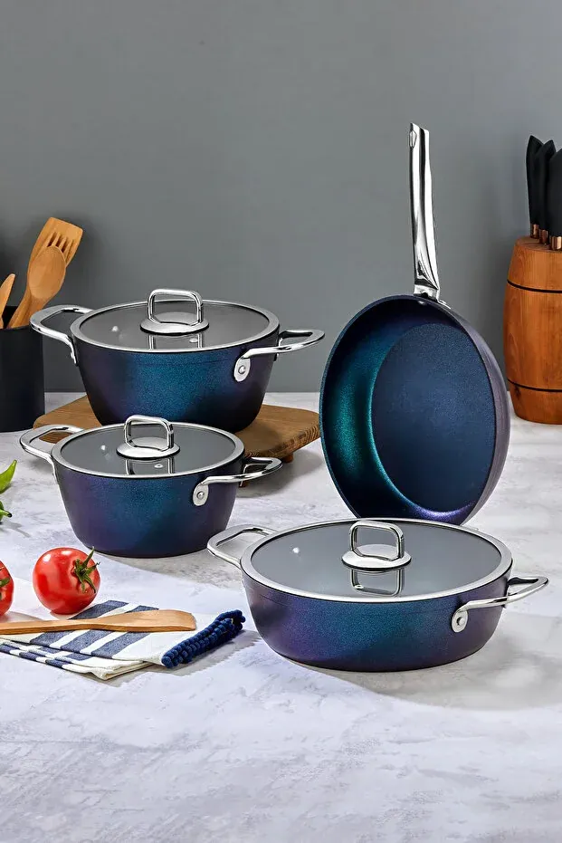 POLOCHEF QUATRO TITANIUM TENCERE SETİ MAVİ QTS-101
