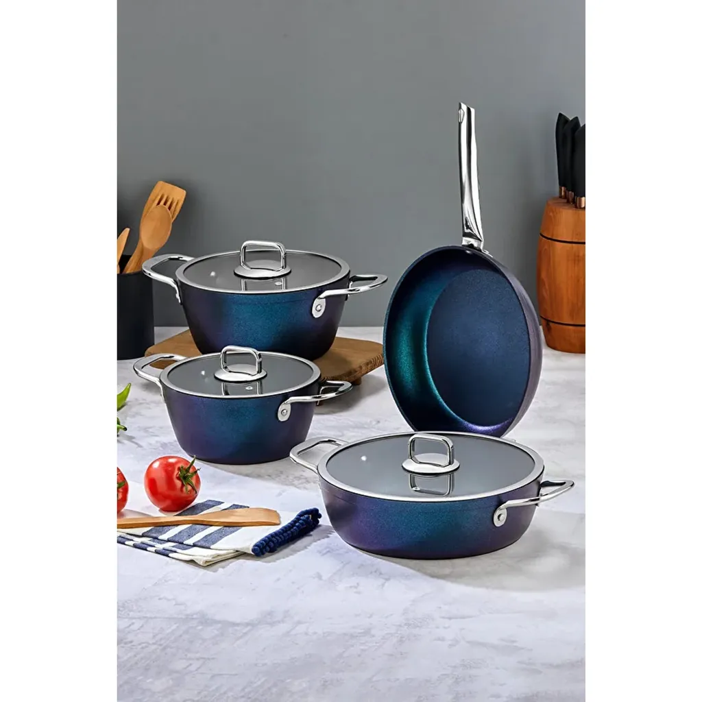 POLOCHEF QUATRO TITANIUM TENCERE SETİ MAVİ QTS-101 2
