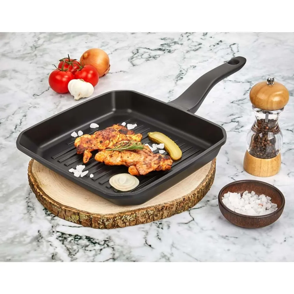 POLOCHEF IRON DÖKÜM GRANİT KARE IZGARA TAVA IDK-128 2