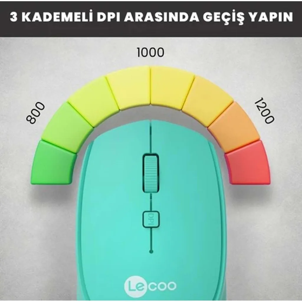 LECOO WS202 WİRELESS MOUSE TURKUAZ thumbnail 2