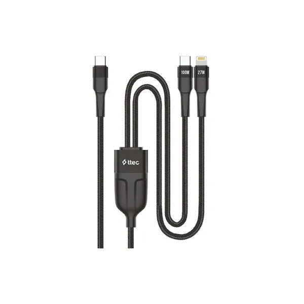 TTEC 2DK56S ALUMİCABLE DUO TYPE-C & LİGHTNİNG 100W 150CM HIZLI ŞARJ KABLOSU