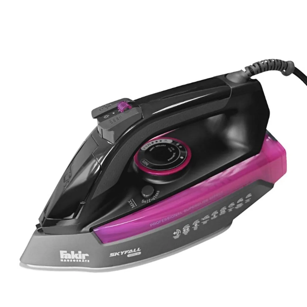 FAKİR SKYFALL PREMİUM DOUBLE SERAMİK TABANLI BUHARLI ÜTÜ 2800W SİYAH/PEMBE