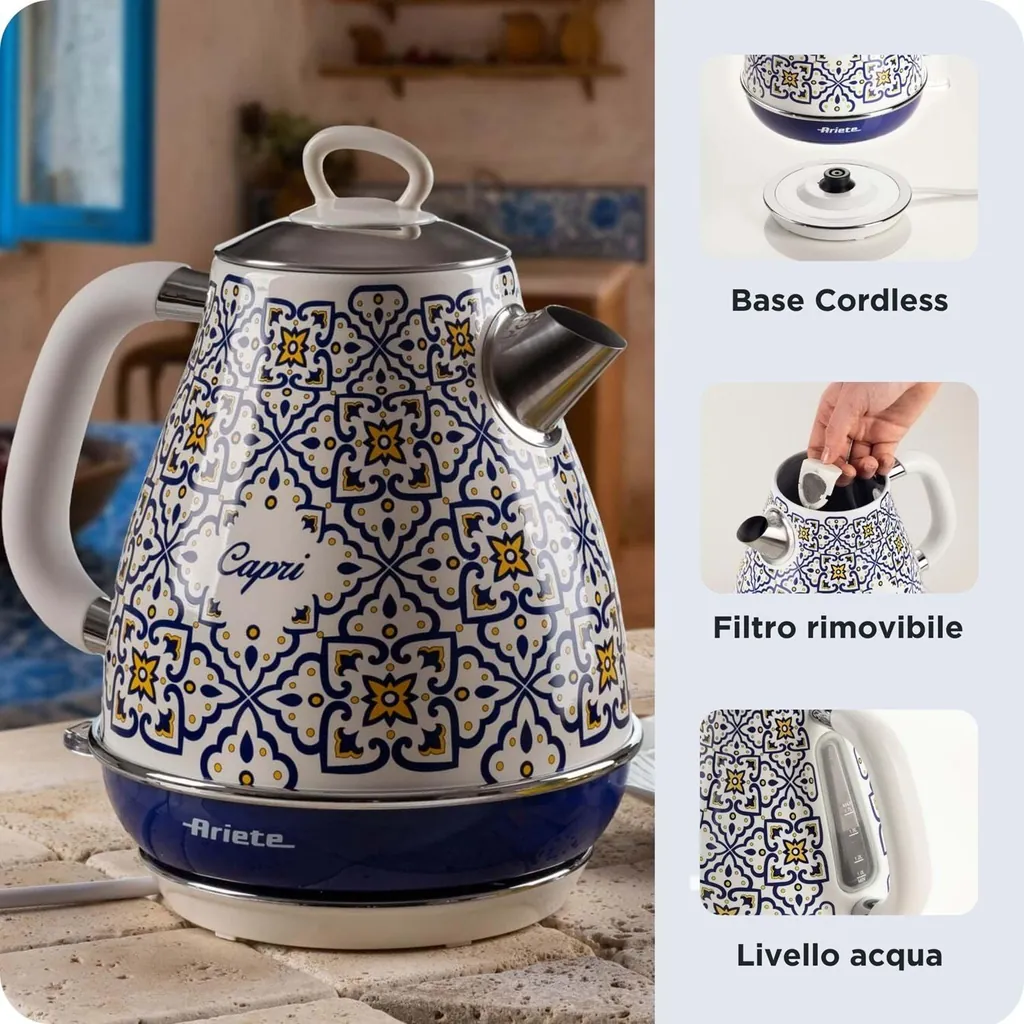 ARİETE 2869 VİNTAGE CAPRİ KETTLE 1.7 LT MAVİ 2