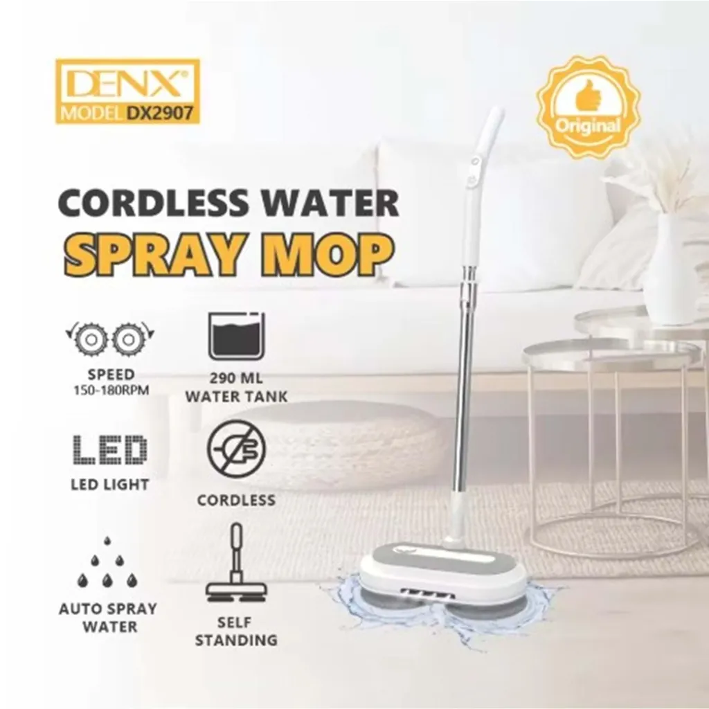 DENX KABLOSUZ ŞARJLI MOP SÜPÜRGE SU PÜSKÜRTMELİ DX2907 2553030 3