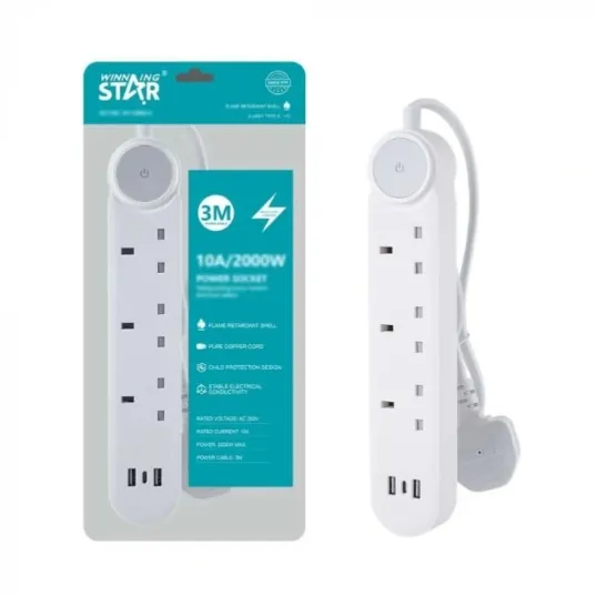 WİNNİNG STAR ST-1200U-3 UZATMA KABLOSU 2xUSB 3 PLUG