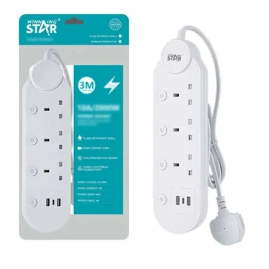 WİNNİNG STAR ST-1201U-3 UZATMA KABLOSU 2XUSB + 3 FİŞLİ