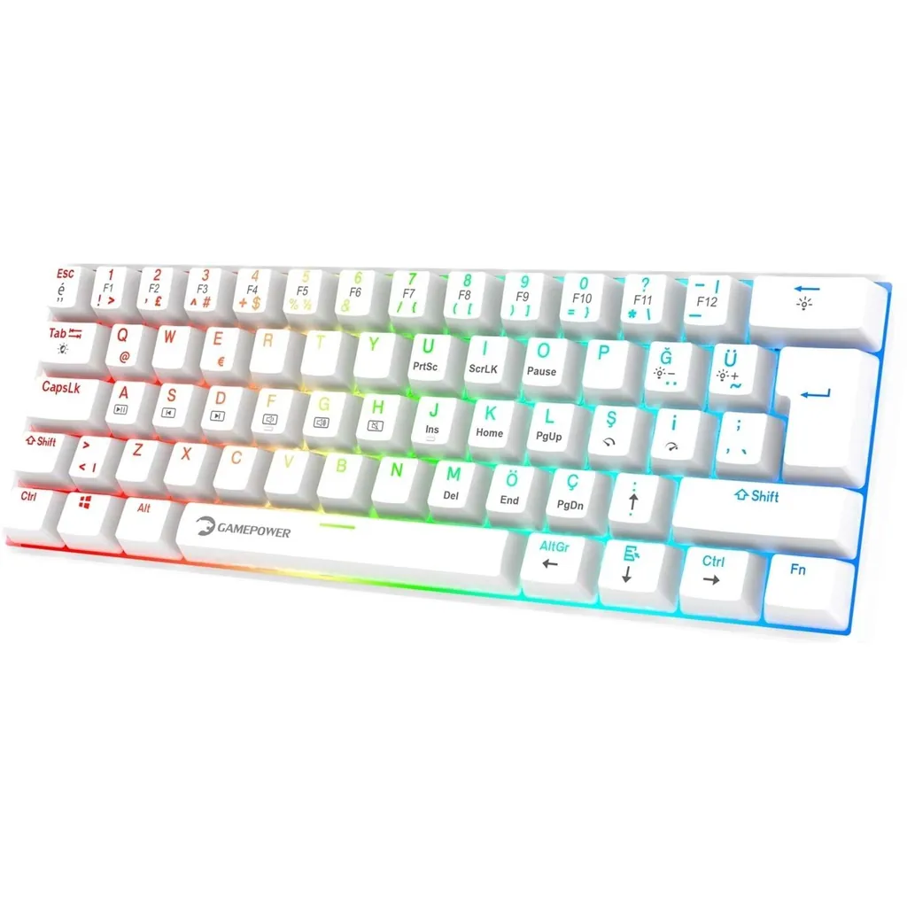 GAMEPOWER LYRA RGB 60M MEKANİK GAMİNG KLAVYE BLUE SWİTCH BEYAZ 4