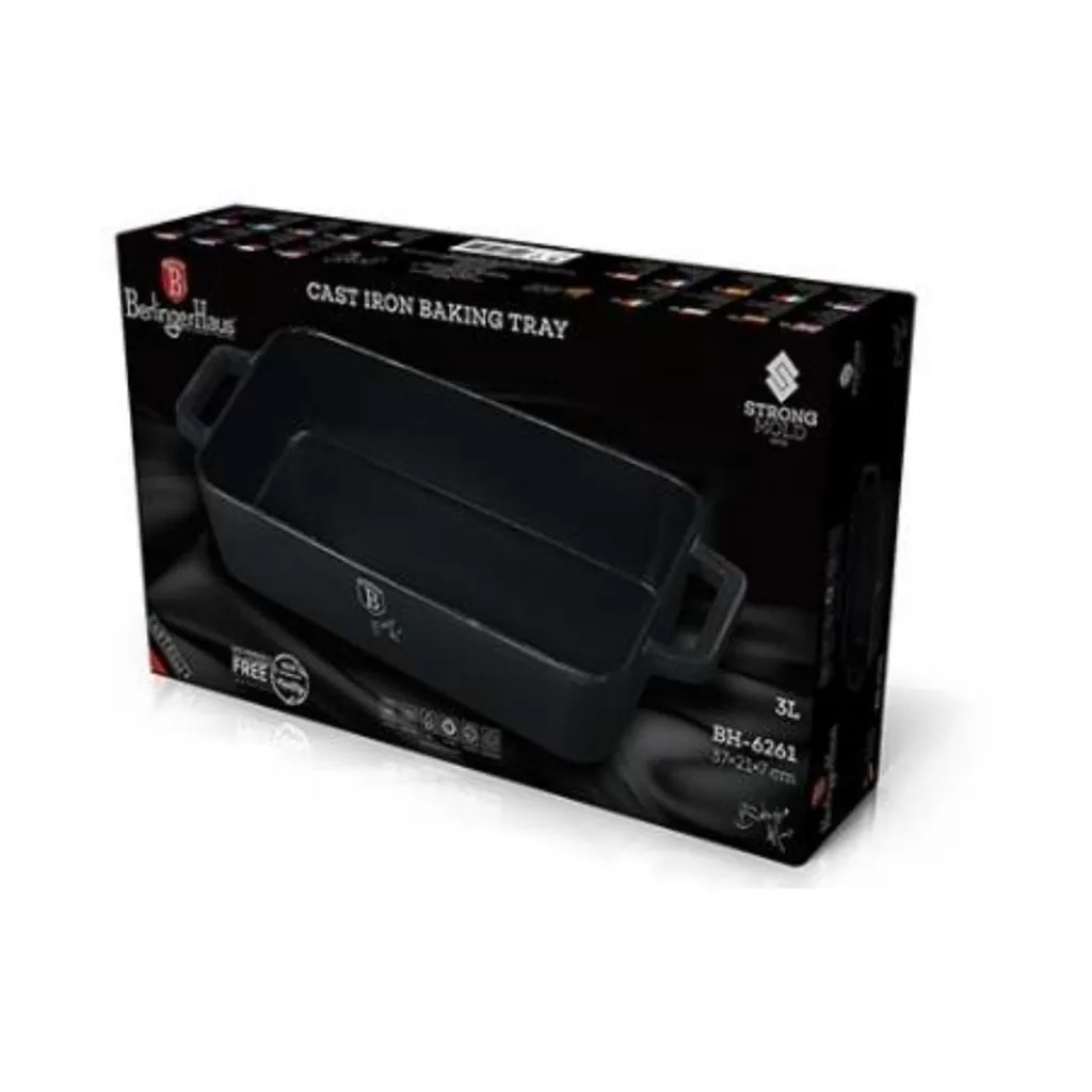 BERLİNGERHAUS BH-6261 DEMİR DÖKÜM FIRIN TEPSİSİ DİKDÖRTGEN MAT SİYAH 3
