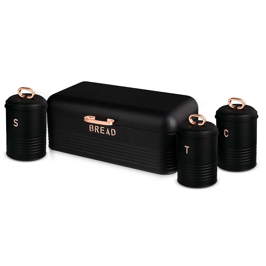 BERLİNGERHAUS BH-6753 EKMEK KUTUSU VE MUTFAK SAKLAMA KABI 4 PARÇA BLACK ROSE 2