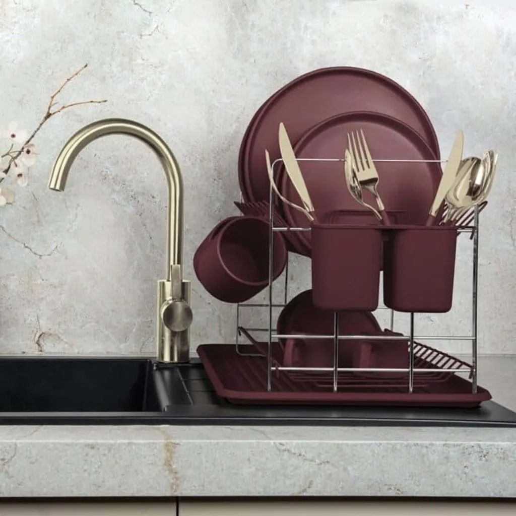 BERLİNGERHAUS BH-8594 BULAŞIK KURUTMA RAFI MAT BORDO 2