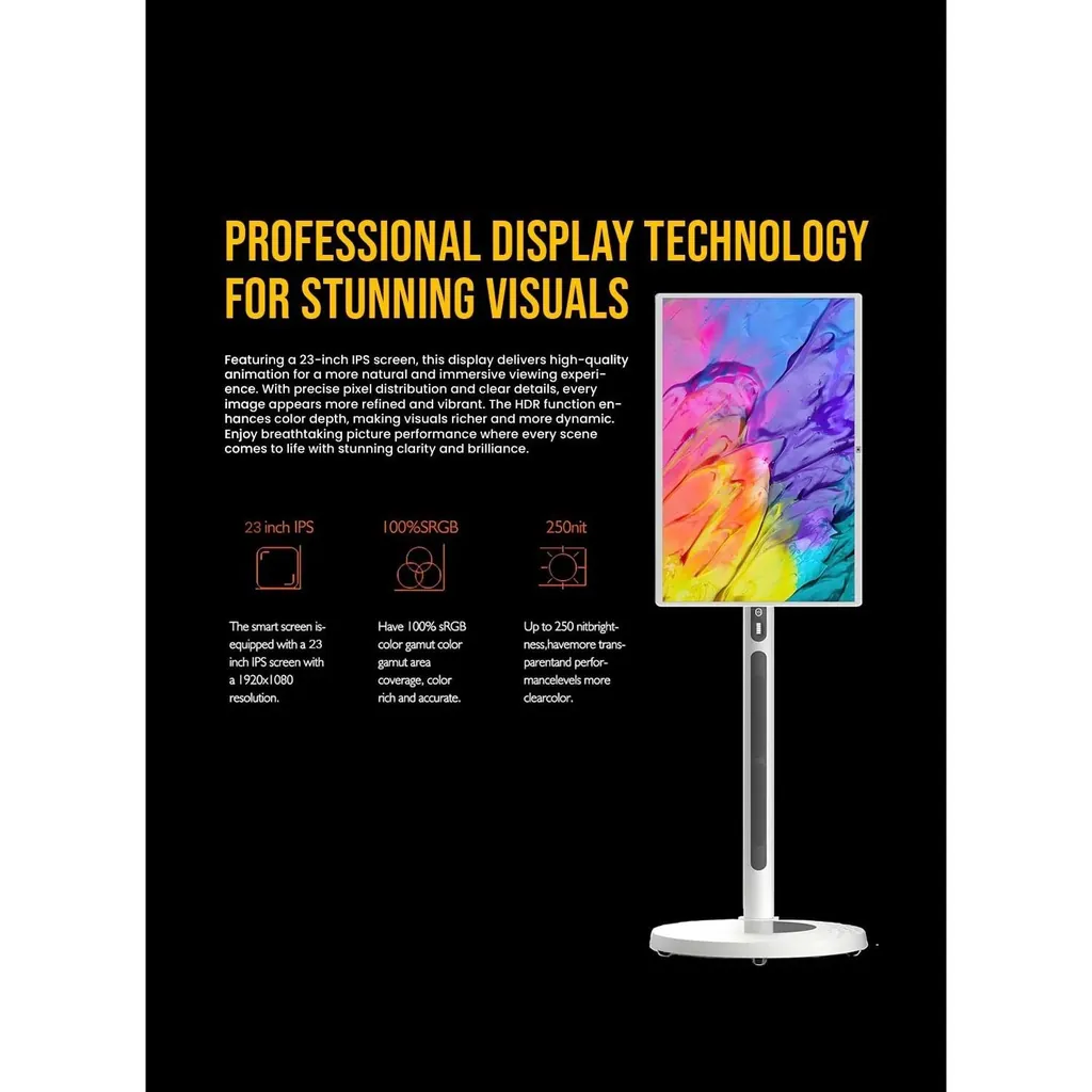 CRONY TX32-1 32 İnç Tekerlekli Taşınabilir Mobil Ekran – Dokunmatik 1080p, Dahili Batarya ve Hoparlör, Bluetooth, USB-C ve HDMI Bağlantı 2