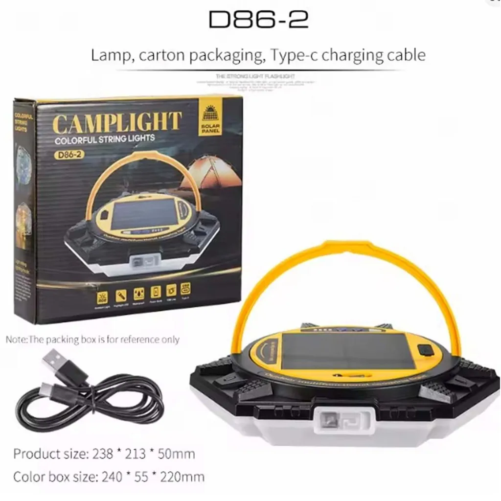 CAMPLİGHT D86-2 SOLAR KAMP LAMBASI SU GEÇİRMEZ MAKARALI 10 METRE 2
