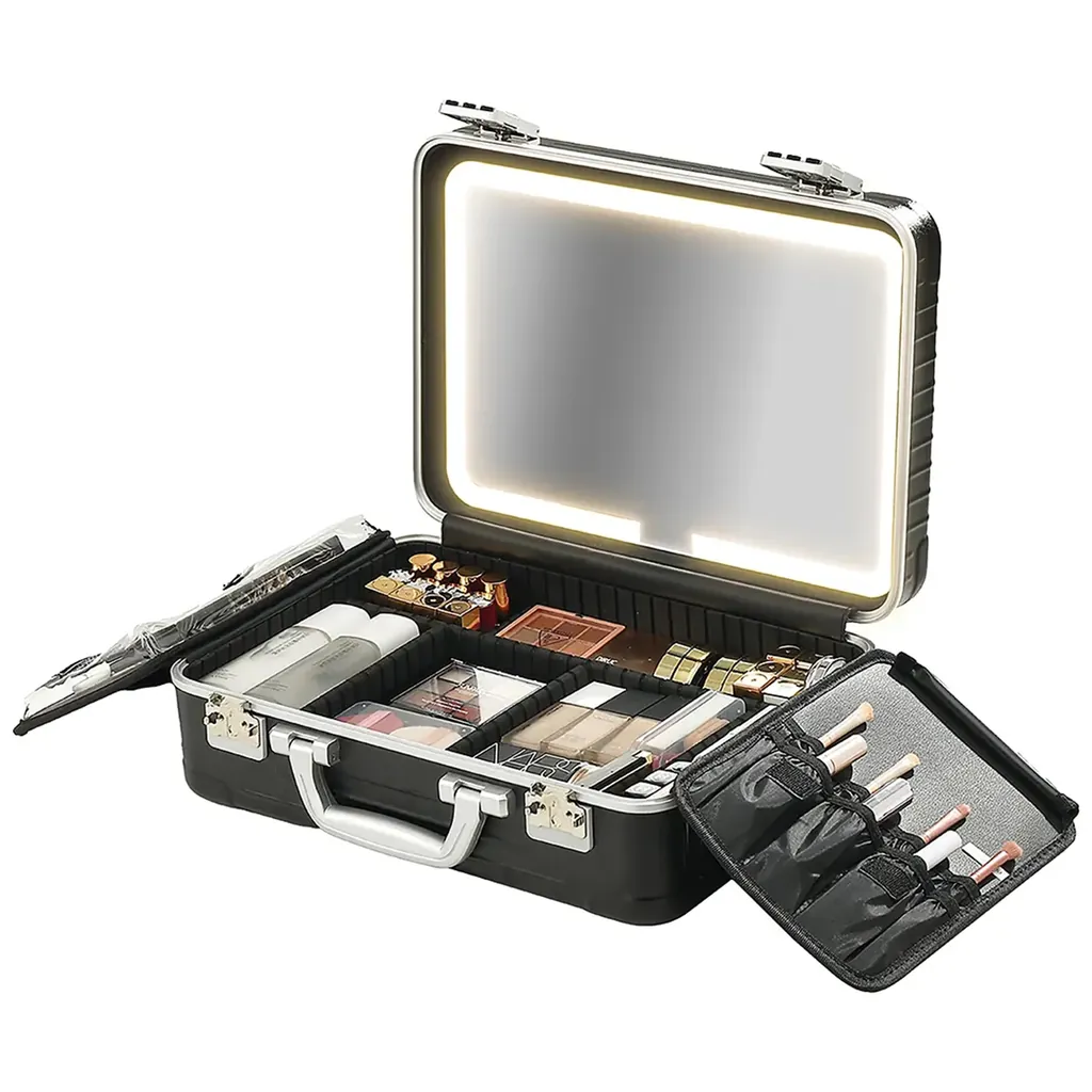 PORODO LİFESTYLE LED IŞIKLI AYNALI TAŞINABİLİR MAKYAJ ÇANTASI - SİYAH PDLFST4029BK 2