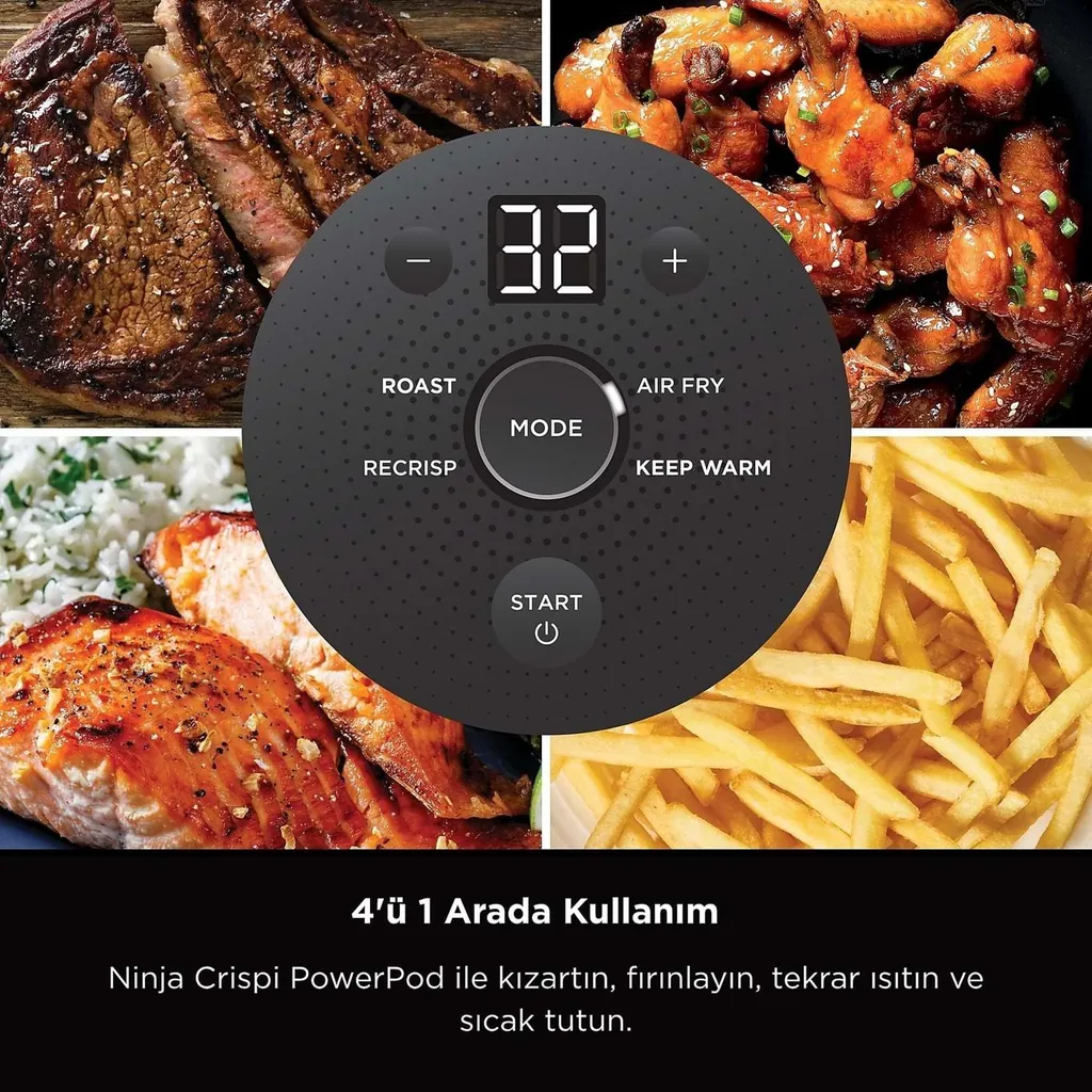 NİNJA CRİSPİ 4 İN 1 AİR FRYER ( GRİ ) 2