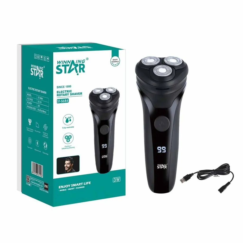 Winning Star ST-5684 Şarjlı Erkek Tıraş Makinesi | 3 Başlıklı Islak & Kuru Kullanım Elektrikli Tıraş Makinesi 3