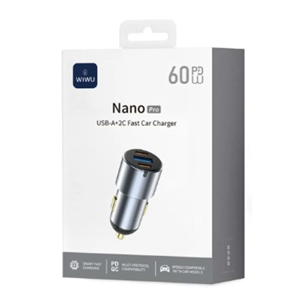 CC032 NANO PRO SERİSİ DUAL TYPE-C + USB-A 60W ARAÇ ŞARJI 2