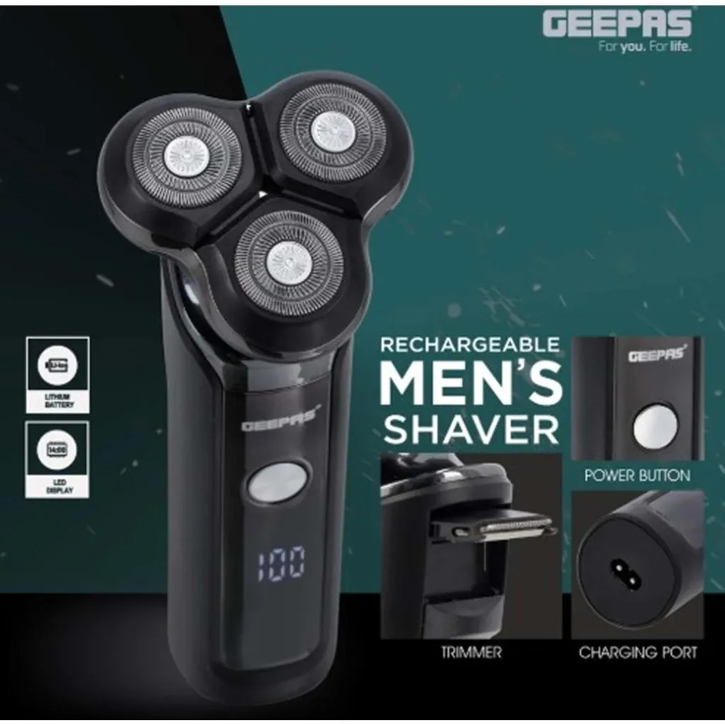 GEEPAS GSR57501 ŞARJLI ERKEK TIRAŞ MAKİNESİ - DÖNER BAŞLIKLI ISLAK KURU KULLANIM - LED EKRANLI VE USB ŞARJLI - GRİ thumbnail 4