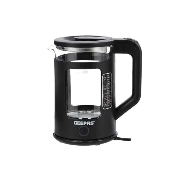 GEEPAS GK38049 1.7L ÇİFT KATMANLI CAM KETTLE - MAVİ LED IŞIKLI VE OTOMATİK KAPANMALI SU ISITICI - 360 DERECE KABLOSUZ TABAN