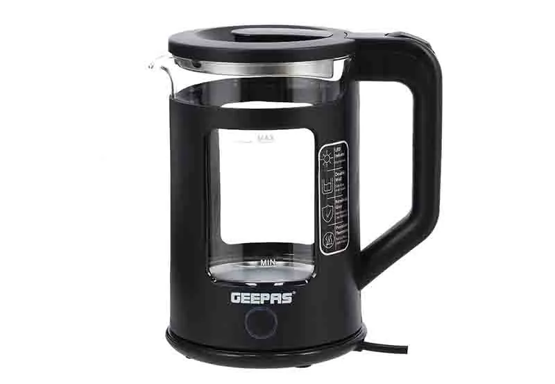 GEEPAS GK38049 1.7L ÇİFT KATMANLI CAM KETTLE - MAVİ LED IŞIKLI VE OTOMATİK KAPANMALI SU ISITICI - 360 DERECE KABLOSUZ TABAN 3