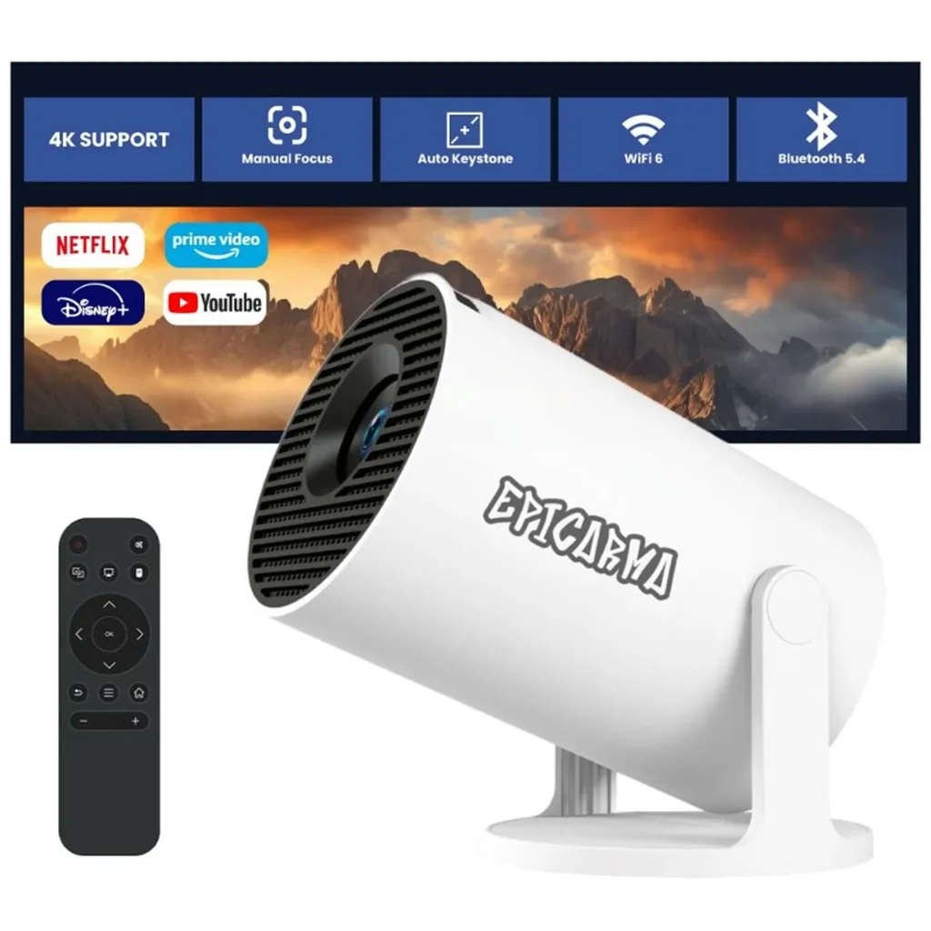 EPICARMA SMART MINI PROJECTOR ANDROID 14 İŞLETİM SİSTEMLİ 4K DESTEKLİ 180° DÖNEBİLEN TAŞINABİLİR SİNEMA PROJEKSİYON CİHAZI 2