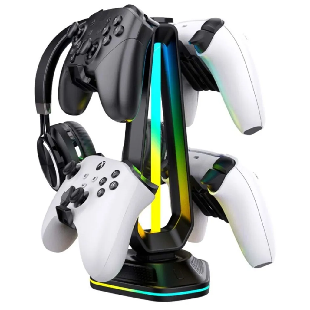 EPICARMA RGB IŞIKLI OYUNCU KULAKLIK STANDI VE KONTROLER TUTUCU - 9 FARKLI IŞIK MODU VE 2 USB ŞARJ PORTLU 3