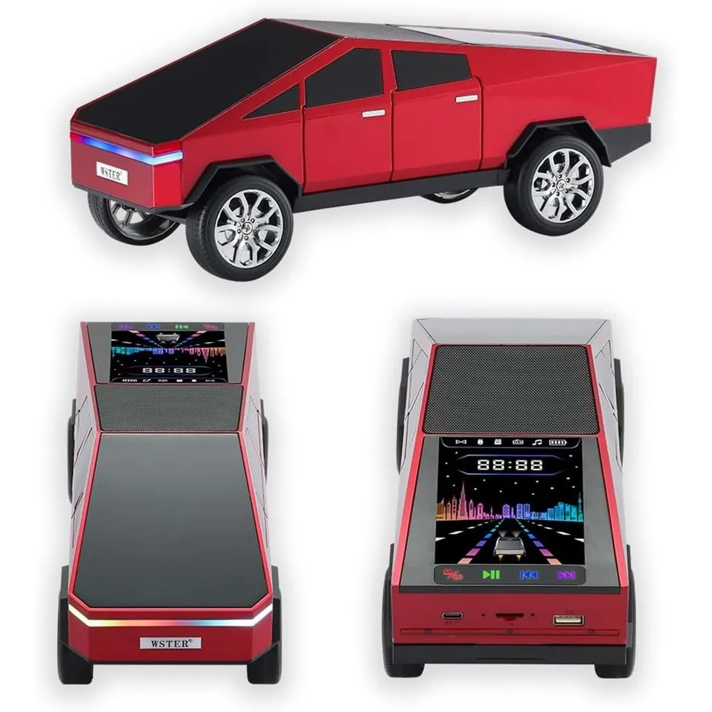 WSTER WS-580 KIRMIZI CYBERCAR TASARIMLI RGB IŞIKLI BLUETOOTH HOPARLÖR - LED EKRANLI FM RADYO VE GÜÇLÜ BASS DESTEKLİ WIRELESS SPEAKER 3