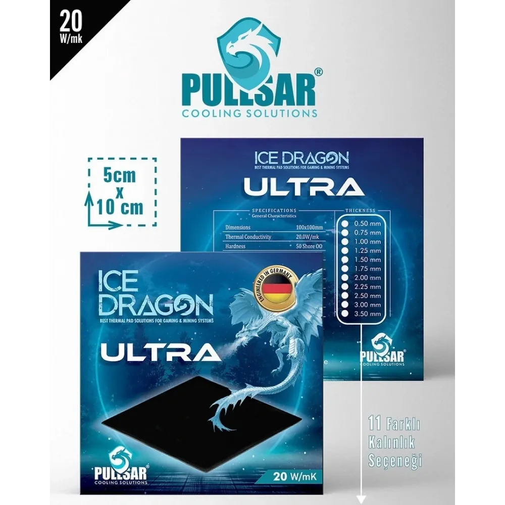 AKSESUAR ICE DRAGON ULTRA THERMAL PAD 20W/MK 1.0 mm KALINLIK 100X100MM